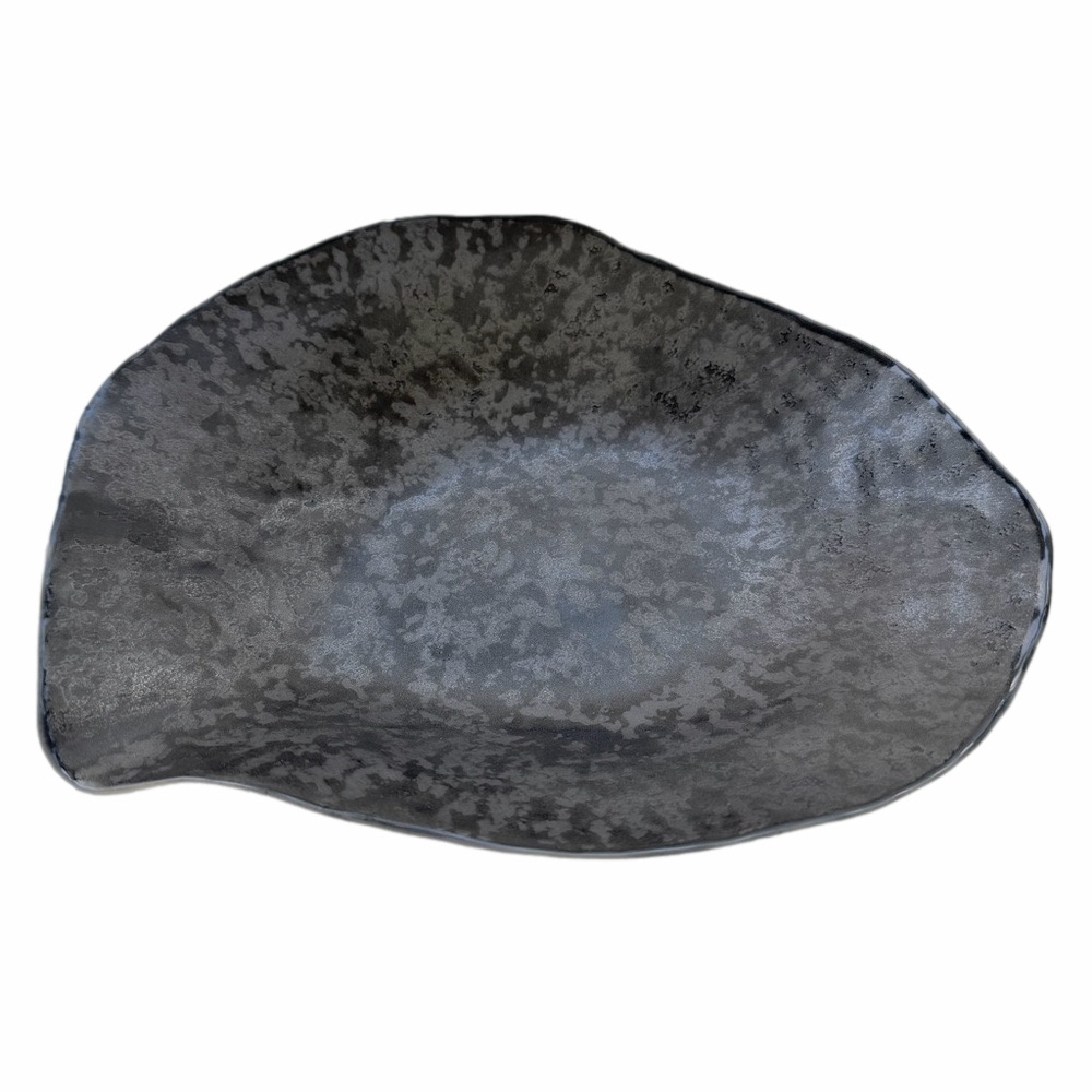 Foorer Indulge No. 8 Porcelain Dinner Plate Graphite Grey Silver Textured - Picture 2 of 8